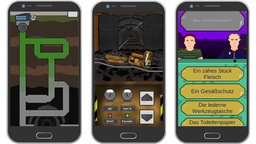 Verschiedene Screenshots aus der App Arschleder - Abschied von der Kohle