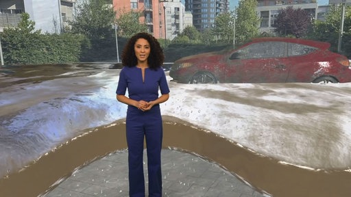  Siham El-Maimouni in einer Animation umgeben von Wasser.