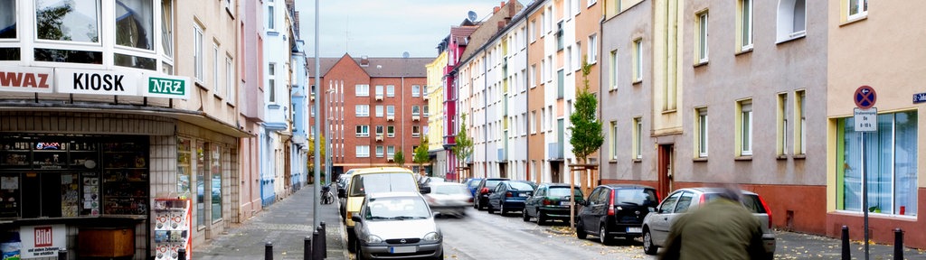 Straßenkreuzung in Duisburg-Hochfeld