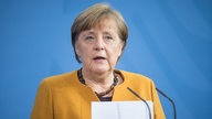 Bundeskanzlerin Angela Merkel bei ihrerer Pressekonferenz. 