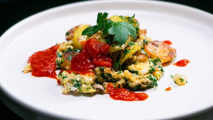 Bauernfrühstück mit Chiliketchup