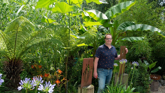 Im Garten von Thomas Seggewiß.