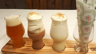 Bayerische Creme und Mousse au Chocolat mit Weißbierschaum