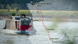 Bild mit darüberliegender Grafik der Route von Lecker an Bord