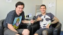 Rockpalast-Reporter Ingo Schmoll interviewt den Sänger Winston von "Parkway Drive"