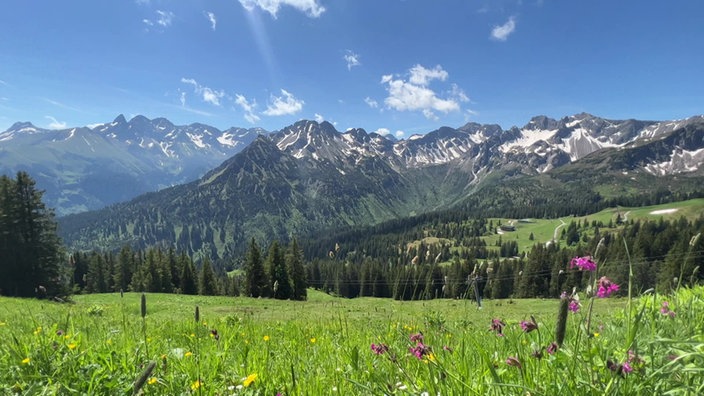 Totaler Blick auf eine Berglandschaft.