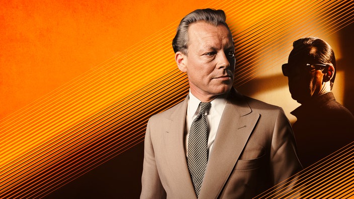 Grafik zeigt Willy Brandt und hinter ihm Günter Guillaume als mysteriöse Figur im Schatten