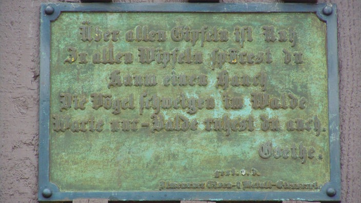 Historisches Schild mit dem Text des Gedichtes