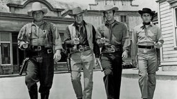 Dan Blocker, Lorne Greene, Pernell Roberts und Michael Landon als die Cartwrights in "Bonanza"