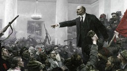 Gemälde von Wladimir Alexandrowitsch Serow: "Lenin spricht zu den Deputierten".