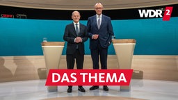 TV-Duell vor der Bundestagswahl 2025: Bundeskanzler Olaf Scholz (l), Spitzenkandidat der SPD, und Friedrich Merz, CDU-Vorsitzender und Spitzenkandidat der Union