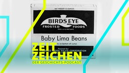 FROZEN FOOD, 1939. Packaging for baby lima beans from Birds Eye Frosted Foods