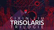 Die drei Sonnen strahlen rot über einer Pyramide. Dazu der Schriftzug "Cixin Liu - Trisolaris-Trilogie"