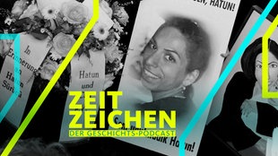 Foto der 2005 in Berlin ermordeten Deutsch-Kurdin Hatun Sürücü bei einer Gedenkveranstaltung