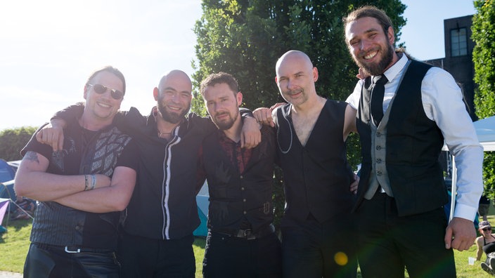 Die Apokalyptischen Reiter auf dem Campingplatz beim Rock Hard Festival 2014