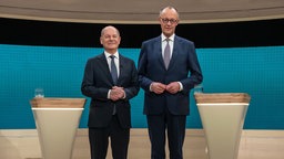 Scholz und Merz treten beim TV-Duell gegeneinander an.