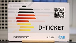 Ein übergroßes Modell des neuen Deutschlandtickets