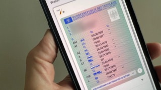 Auf einem Smartphone sieht man einen digitalen Führerschein