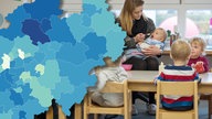 NRW-Karte und Kinder in der Tagespflege