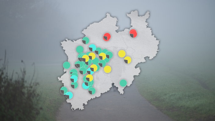 Eine Karte zeigt die Luftqualität in NRW