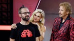 Wettkönig Marten Reiß (l) tritt bei der ZDF-Show "Wetten, dass..?" mit Thomas Gottschalk und Michelle Hunziker bei der Wette um das Erkennen von Fingerabdrücken auf