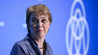 Martina Merz, Vorstandsvorsitzende von Thyssenkrupp spricht auf der Bilanzpressekonferenz.