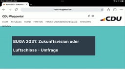 Internetseite der CDU Wuppertal. Umfrage: BUGA 2031: Zukunfstvision oder Luftschloss - Umfrage