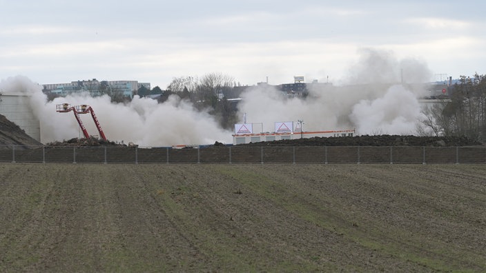 Staubwolken von einer Explosion.