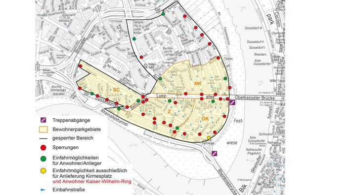 Eine Karte mit vielen roten und grünen Punkten an bestimmten Straßen