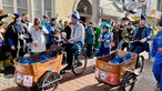 Lastenfahrräder auf dem Rosenmontagszug.