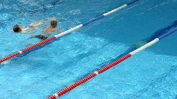 Badegäste ziehen im Schwimmbecken ihre Bahnen. 