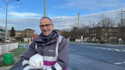 Foto vom Standortleiter des Chemiepark Marl, Thomas Basten. Es handelt sich um einen mittelalten Mann in Arbeitskleidung.