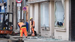 Notdürftige Reparatur nach einem Kupferdiebstahl an einer Gasleitung in Gelsenkirchen-Schalke