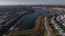 Der Phoenixsee in Dortmund aus einer Drohnenperspektive.