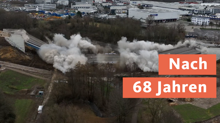 Sprengung der Haarbachtalbrücke nach 68 Jahren