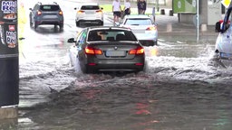 Überschwemmte Straße in Bielefeld