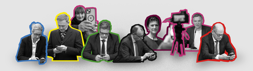 Die Wahlkampf-Kandidaten an ihren Smartphones