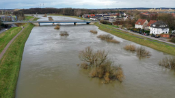 Die Lippe in Dorsten mit einem hohen Wasserstand.