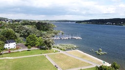 Die Aussicht auf den Möhnesee vom Riesenrad.