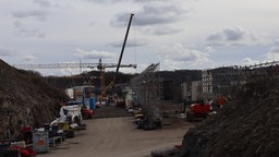 Das Bild zeigt die Baustelle der A45-Talbrücke Rahmede.