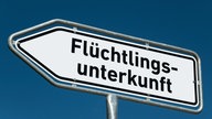 Straßenschild einer Flüchtlingsunterkunft