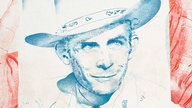 Illustration: Die Hände halten ein Porträt von Hank Williams.