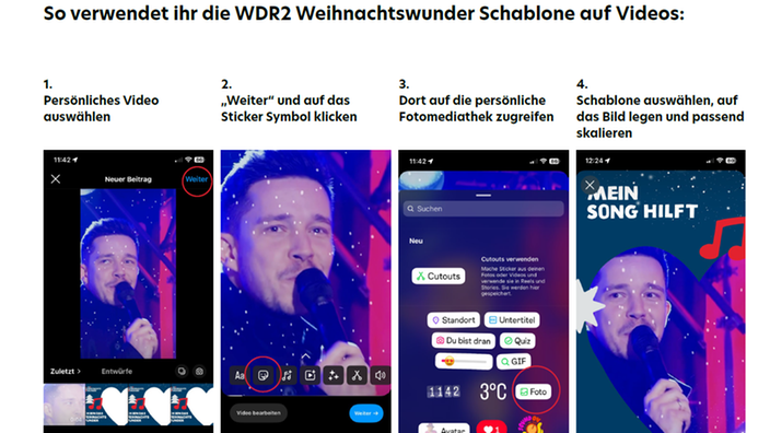 Anleitung Social Media Templates WDR 2 Weihnachtswunder