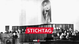 20. KPdSU-Parteitag 1956 in Moskau, Nikita Chruschtschow - erster Sekretär der KPDSU - am Rednerpult