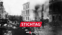 Zerstörungen während des Matrosenaufstands in Kronstadt gegen die Rote Armee (Aufnahme vom März 1921) 