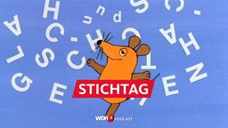 Die Maus, umgeben von Buchstaben