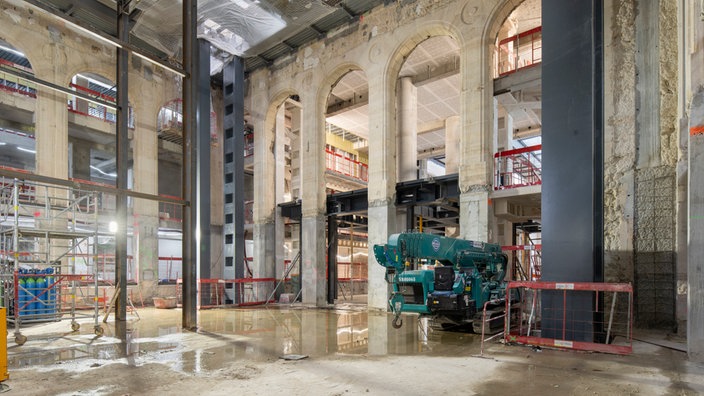 Blick in die Baustelle des neuen Standorts der Cartier-Stiftung für zeitgenössische Kunst (undatierte Aufnahme).