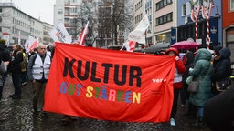 Protest in Köln gegen Kürzungen im Kulturbereich.