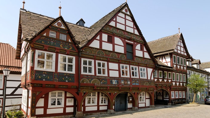 Das Rathaus der Fachwerkstadt Schieder-Schwalenberg bei Lippe.