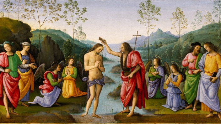 "Die Taufe Christi", Gemälde von Pietro Perugio (um 1448-1523)